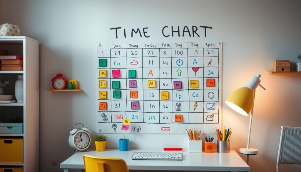 colorful time chart for kid's productivity