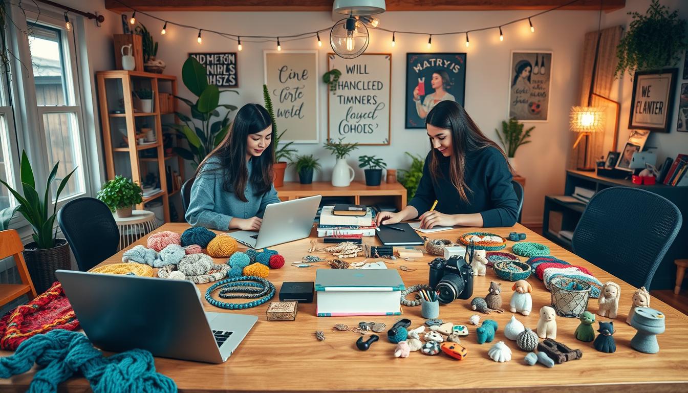 Young Entrepreneurs Selling Handmade Crafts Online Safely